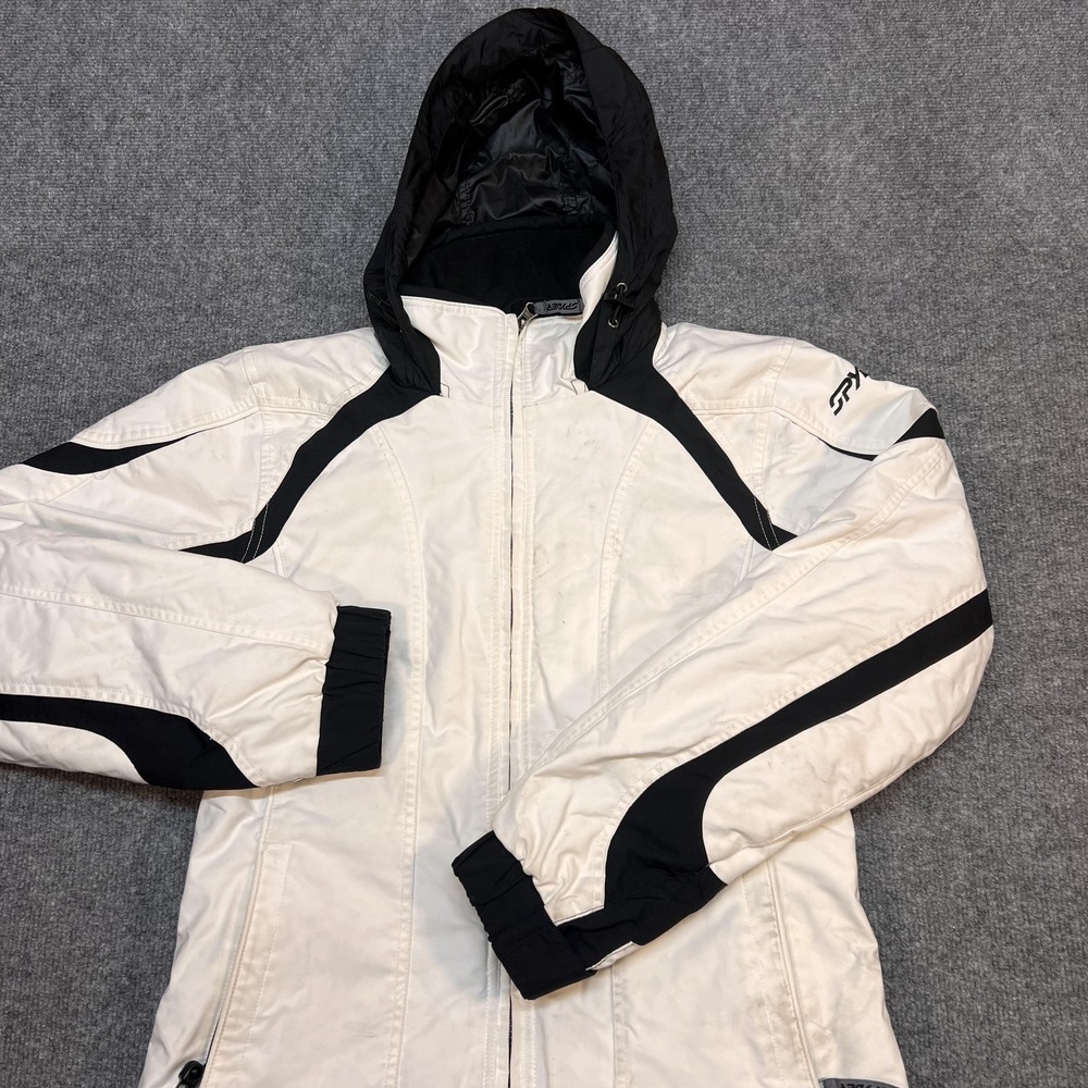 Spyder Jacket Womens 12 White Hooded Insulated Ski Snow Colorblock Pockets - Picture 8 of 13